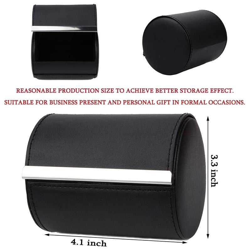 Iristide Neck Tie Box Formal Cylinder Men's Classy Necktie Travel Storage Case (Black) - Image 3